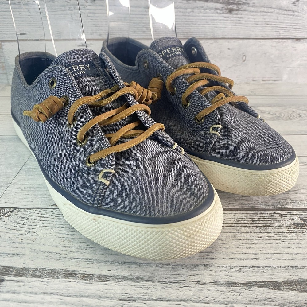 Sperry Shoes‎ Womens 8 M Blue Canvas Seacoast Top Sider Sneakers Casual Preppy